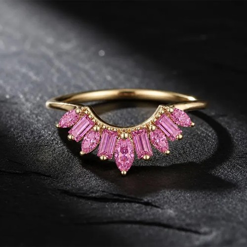 Curved pink sapphire - pink, wedding