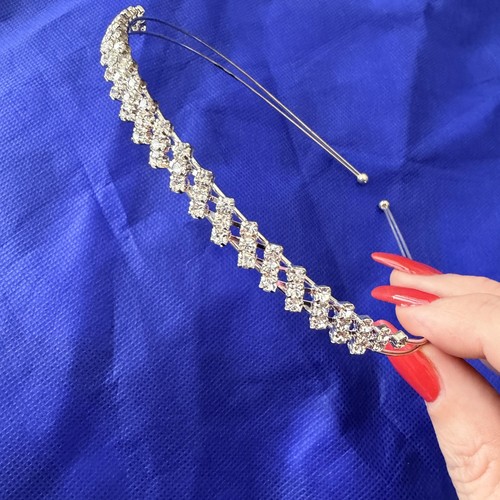 Silver tone rhinestone tiara - tone,