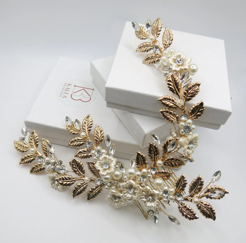 Pearl flower hair vine head - hair,