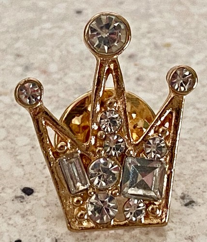Vintage rhinestone crown pin - rhinestone,